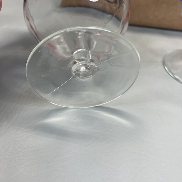 VTG Clear Glass Sherbet Dessert Bowls Footed Dishes Red White Blue Accent Rims - Picture 6 of 9